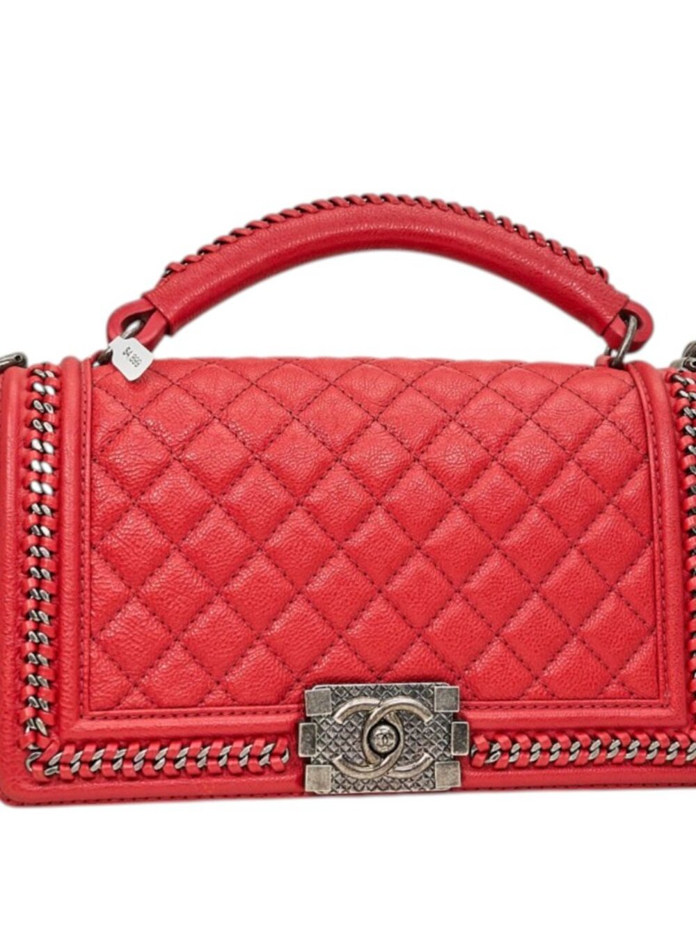 Chanel Red Calfskin Medium Chain Around Boy Bag